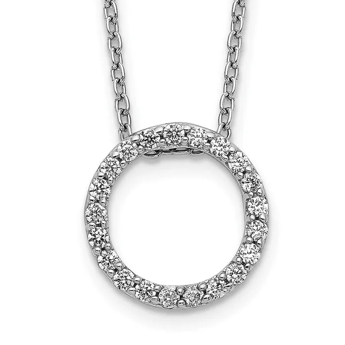 Necklaces 14k White Gold Real Diamond Circle 18 inch Necklace Goldia