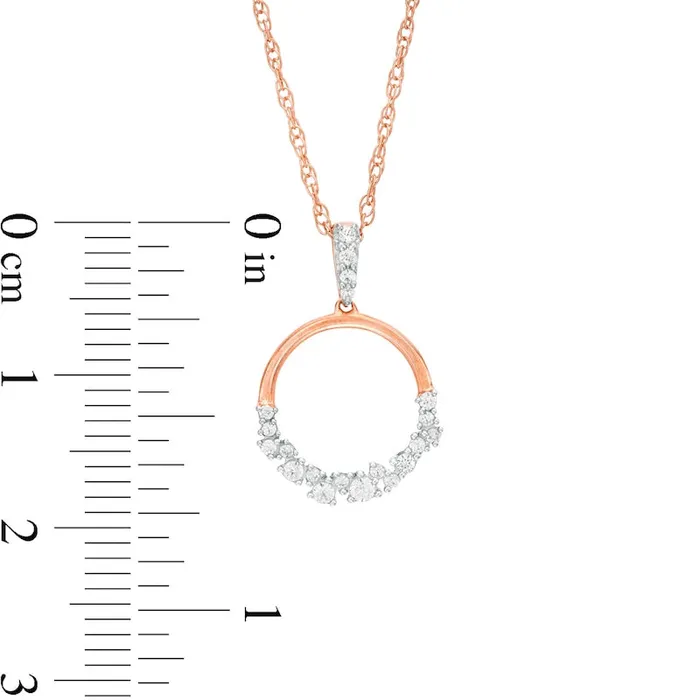 Necklaces Goldia 017 CT TW Natural Diamond Scatter Open Circle Pendant in 10K Rose Gold