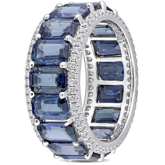 Original Amour 11 78 CT TGW Octagon Light Blue Sapphire and 58 CT TDW Diamond Eternity Ring in 14k White Gold JMS always Rings Original Amour 11 78 CT TGW Octagon Light Blue Sapphire and 58 CT TDW Diamond Eternity Ring in 14k White Gold JMS always Rings