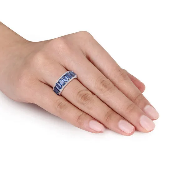 Original Amour 11 78 CT TGW Octagon Light Blue Sapphire and 58 CT TDW Diamond Eternity Ring in 14k White Gold JMS always Rings Original Amour 11 78 CT TGW Octagon Light Blue Sapphire and 58 CT TDW Diamond Eternity Ring in 14k White Gold JMS always Rings