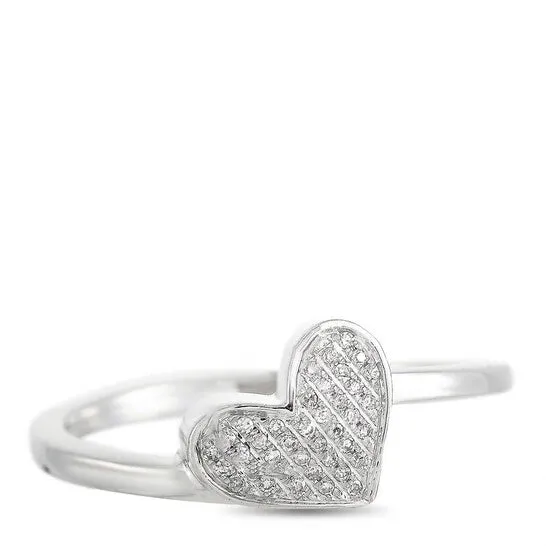 Original LB Exclusive 14K White Gold 009 ct Diamond Heart Ring JMS always Rings Original LB Exclusive 14K White Gold 009 ct Diamond Heart Ring JMS always Rings