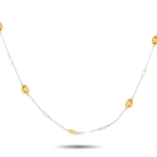 Original LB Exclusive 14K White Gold 049ct Diamond and Sapphire Station Necklace MF02 110323 JMS always Necklaces