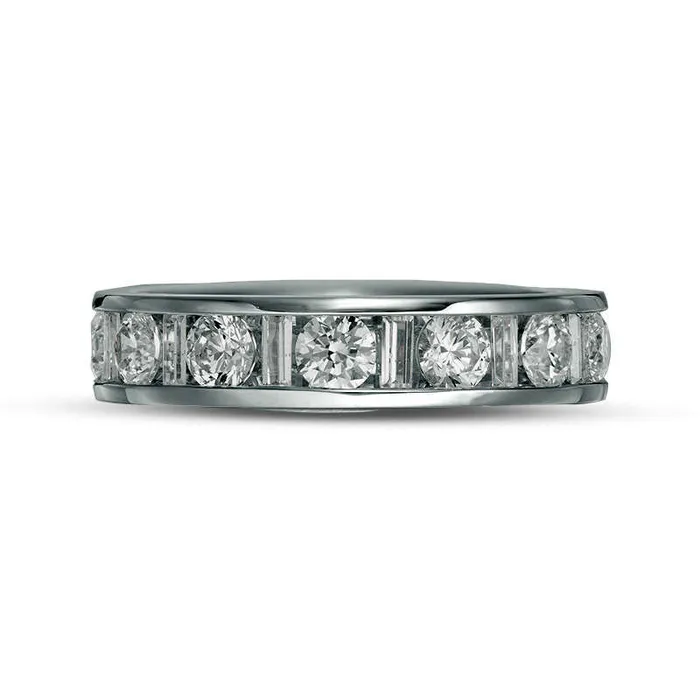 Rings 20 CT TW Baguette and Round Natural Diamond Eternity Band in Solid 14K White Gold HSI2 Goldia