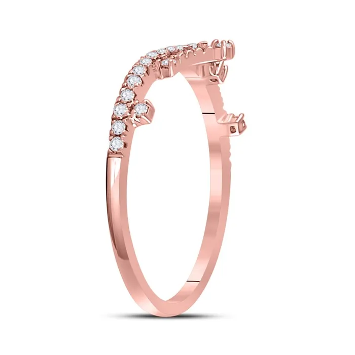 Rings gndatlanta 10kt Rose Gold Round Diamond Crown Tiara Fashion Band Ring 15 Cttw