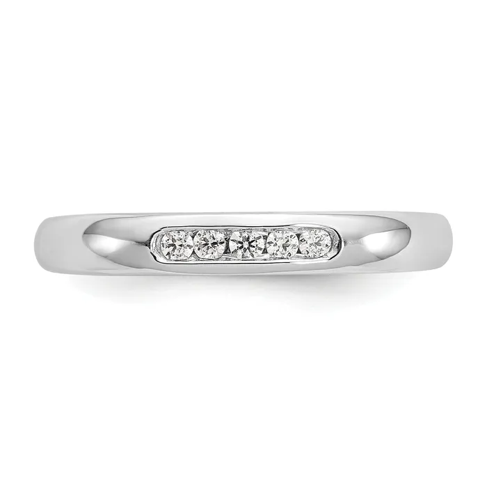 Rings Goldia 009ct CZ Solid Real 14K White Gold 5Stone Channel Wedding Band Ring