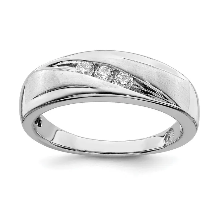 Rings Goldia 020ct CZ Solid Real 14k White Gold Mens Bridal Wedding Band Ring