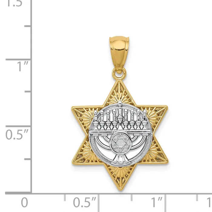 Rings Goldia 14k Twotone Gold Twotone Gold Star Of David and Menorah Pendant