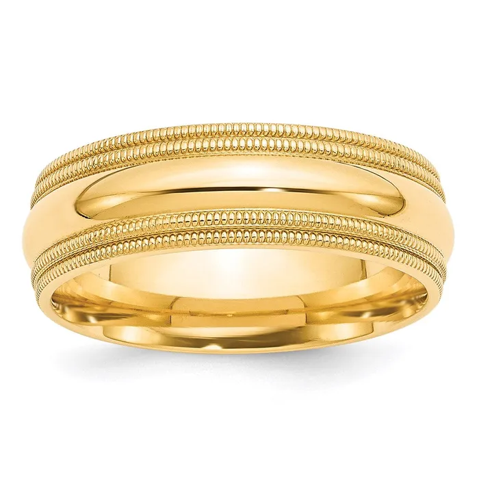 Rings Goldia Solid 10K Yellow Gold 7mm Double Milgrain Comfort Fit MensWomens Wedding Band Ring Size 12