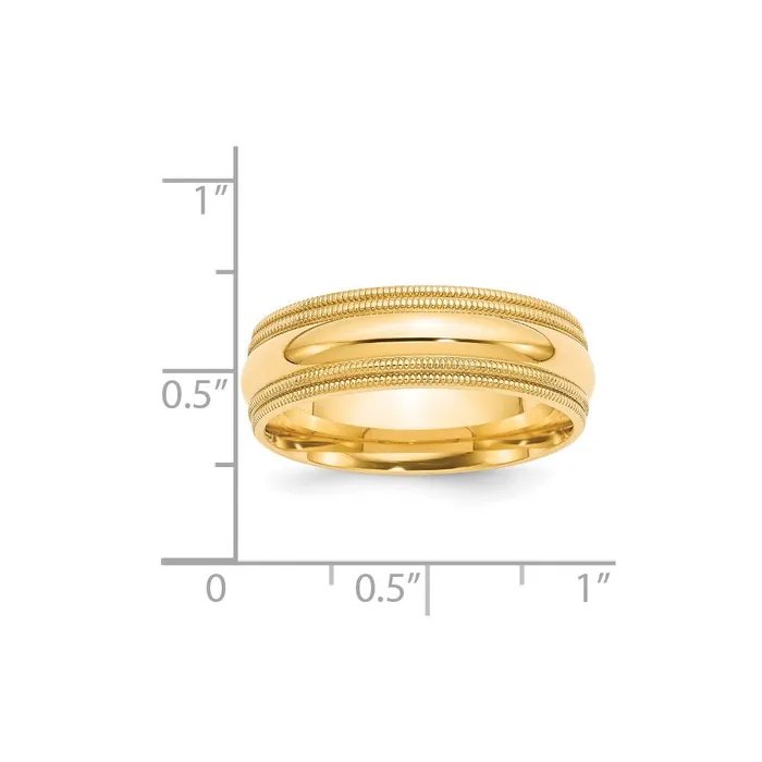 Rings Goldia Solid 10K Yellow Gold 7mm Double Milgrain Comfort Fit MensWomens Wedding Band Ring Size 12