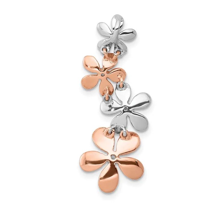 Rings Goldia Solid 14k Twotone Rose and White Gold 18ct Simulated CZ Four Flower Chain Slide