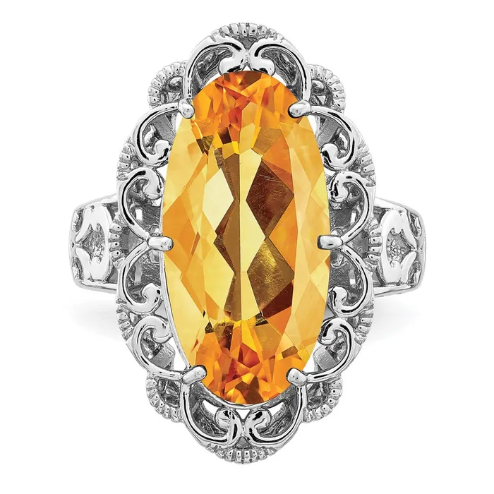 Rings Goldia Sterling Silver Rhodium Citrine Ring