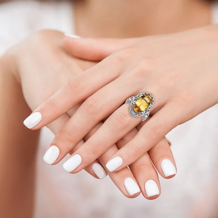 Rings Goldia Sterling Silver Rhodium Citrine Ring