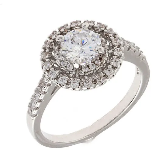 Rings JMS always Original Elegant Confetti Womens 18K White Gold Plated CZ Simulated Diamond Double Halo Ring Rings JMS always Original Elegant Confetti Womens 18K White Gold Plated CZ Simulated Diamond Double Halo Ring