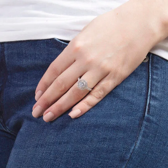 Rings JMS always Original Elegant Confetti Womens 18K White Gold Plated CZ Simulated Diamond Double Halo Ring Rings JMS always Original Elegant Confetti Womens 18K White Gold Plated CZ Simulated Diamond Double Halo Ring