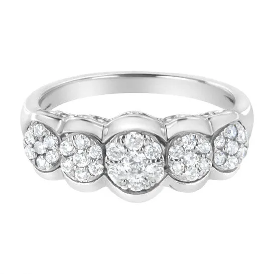 Rings JMS always Original Haus of Brilliance 925 Sterling Silver 12 cttw LabGrown Diamond 5 Flower Ring FG Color VS2SI1 Clarity Size 7 Rings JMS always Original Haus of Brilliance 925 Sterling Silver 12 cttw LabGrown Diamond 5 Flower Ring FG Color VS2SI1 Clarity Size 7