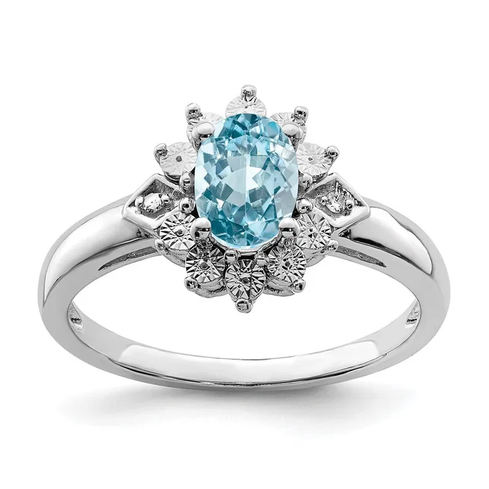Rings Sterling Silver Rhodium Diamond u0026 Light Blue Topaz Ring Goldia