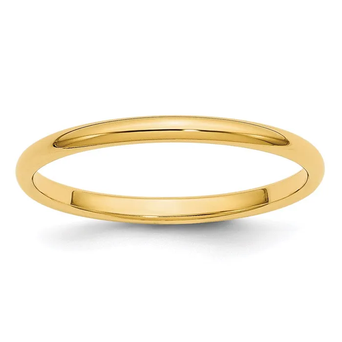 Solid 10K Yellow Gold 2mm Half Round MensWomens Wedding Band Ring Size 14 Goldia Rings