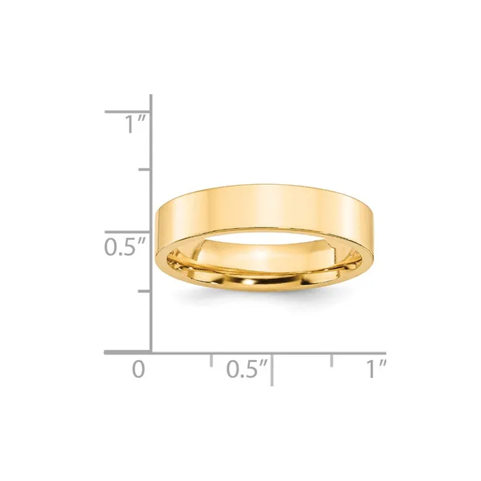 Solid 10K Yellow Gold 5mm Standard Flat Comfort Fit MensWomens Wedding Band Ring Size 13 Goldia Rings