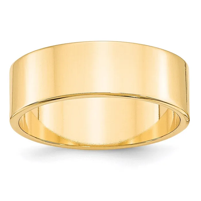 Solid 10K Yellow Gold 7mm Light Weight Flat MensWomens Wedding Band Ring Size 105 Goldia Rings