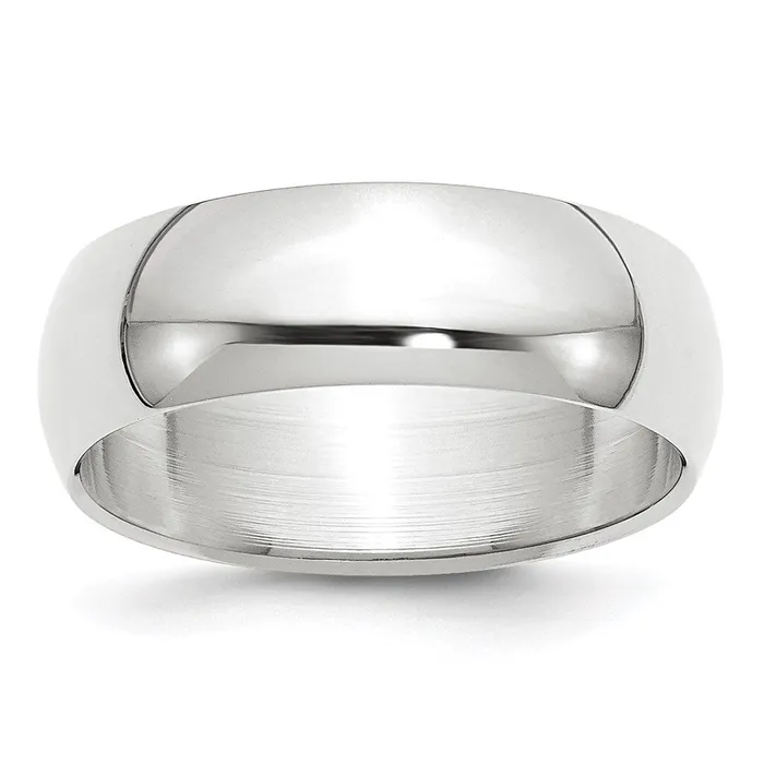 Solid 18K Yellow Gold White Gold 7mm HalfRound MensWomens Wedding Band Ring Size 55 Goldia Rings