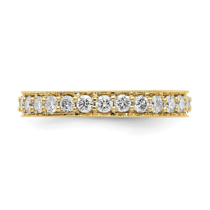 Solid Real 14k Polished Vintage 1ct CZ Eternity Wedding Band Ring Goldia Rings