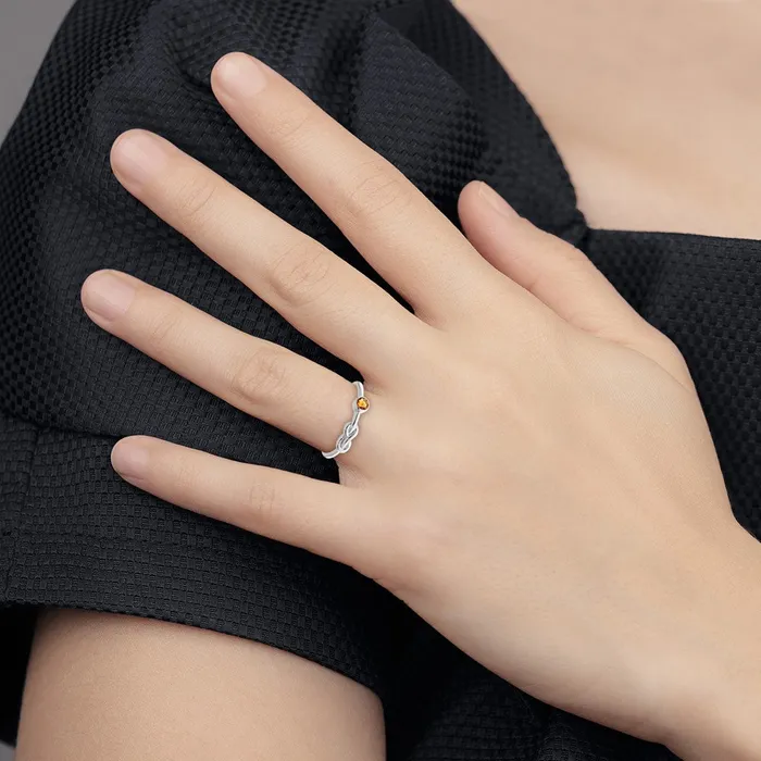 Sterling Silver Rhodiumplated Polished Infinity Citrine Ring Goldia Rings