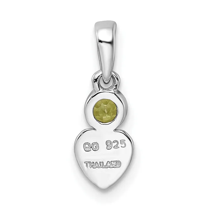 Sterling Silver Rhodiumplated Polished Peridot Heart Pendant Goldia Necklaces