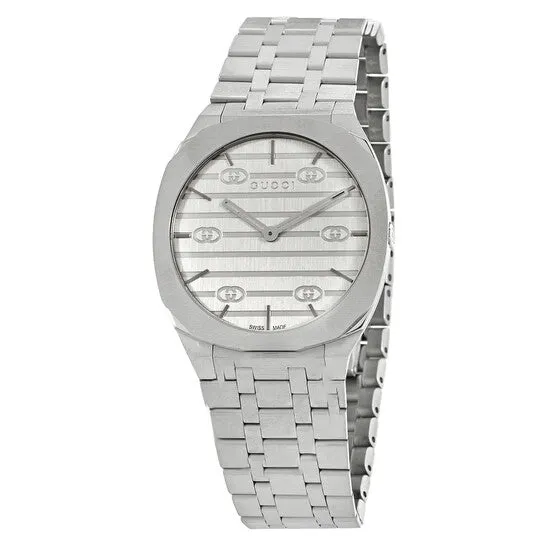 Watches JMS always Original Gucci 25H Quartz Silver Dial Ladies Watch YA163402