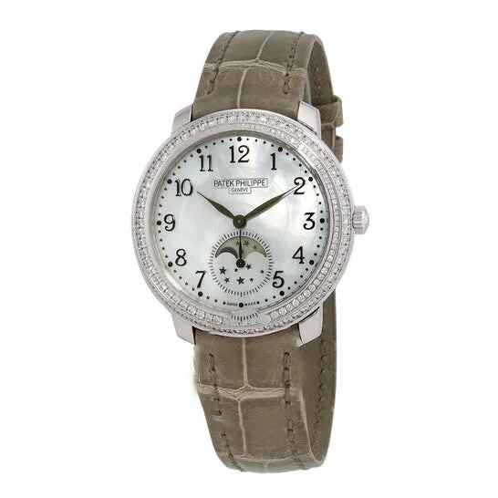 Watches JMS always Original Patek Philippe Complications Hand Wind White Mother of Pearl Dial Ladies Watch 4968G010
