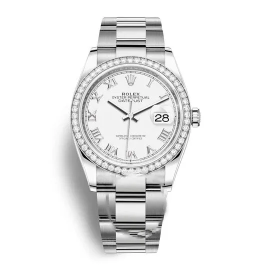 Watches JMS always Original Rolex Datejust 36 White Dial Automatic Unisex Oyster Watch 126284WRO