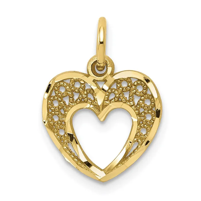 10k Heart Charm TreasureFineJewelers Charm Necklaces