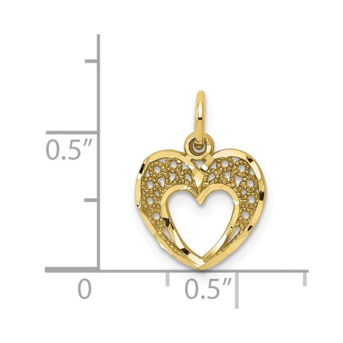10k Heart Charm TreasureFineJewelers Charm Necklaces