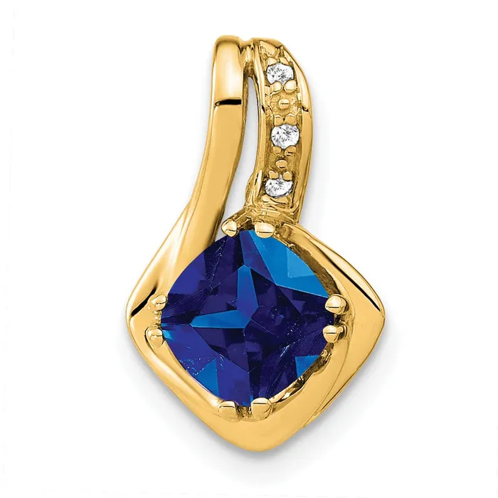 14k Created Sapphire and Diamond Chain Slide Pendant TreasureFineJewelers Necklaces 14k Created Sapphire and Diamond Chain Slide Pendant TreasureFineJewelers Necklaces