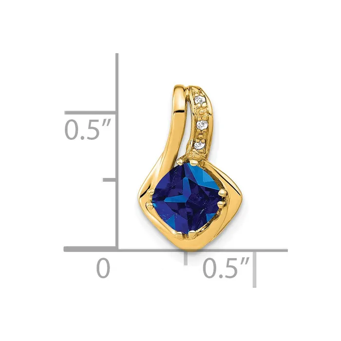 14k Created Sapphire and Diamond Chain Slide Pendant TreasureFineJewelers Necklaces