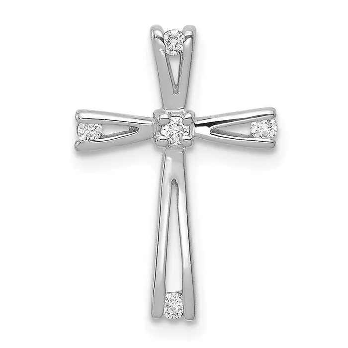 14k White Gold AA Diamond Cross Pendant TreasureFineJewelers Necklaces