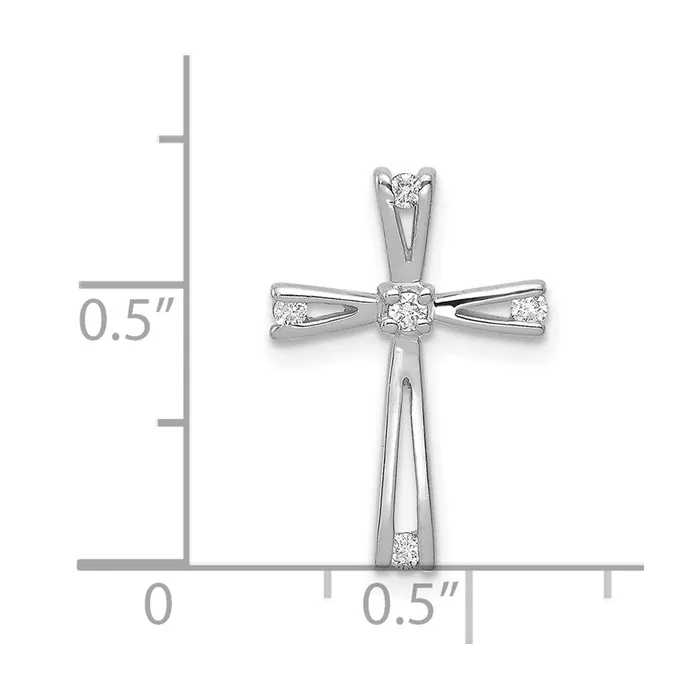 14k White Gold AA Diamond Cross Pendant TreasureFineJewelers Necklaces