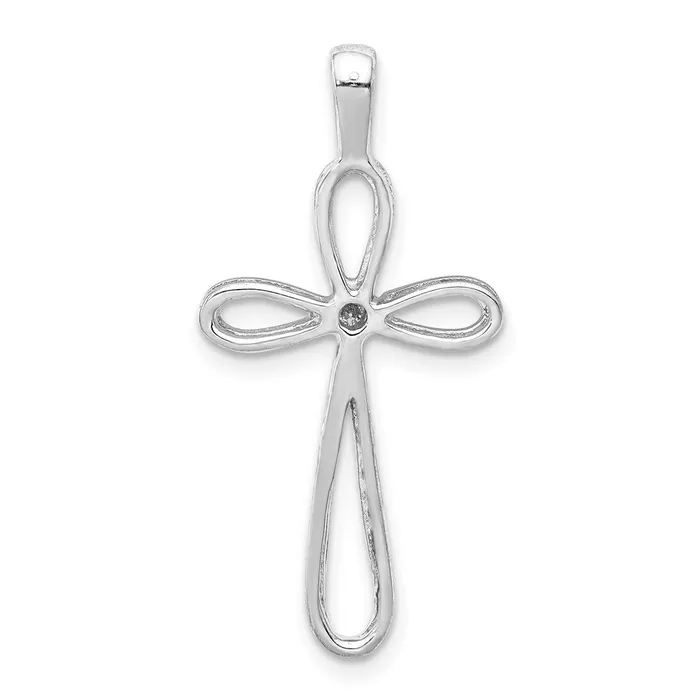 14k White Gold AA Diamond Cross Pendant TreasureFineJewelers Necklaces