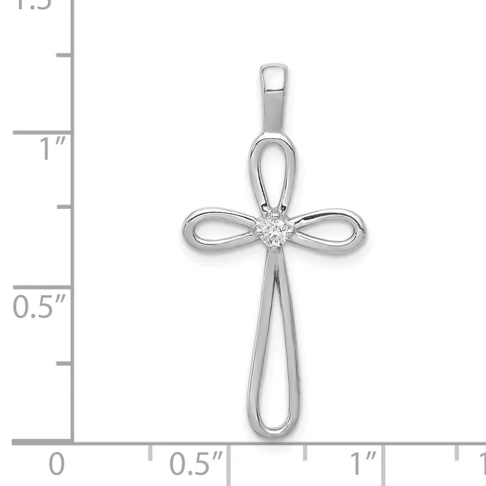 14k White Gold AA Diamond Cross Pendant TreasureFineJewelers Necklaces