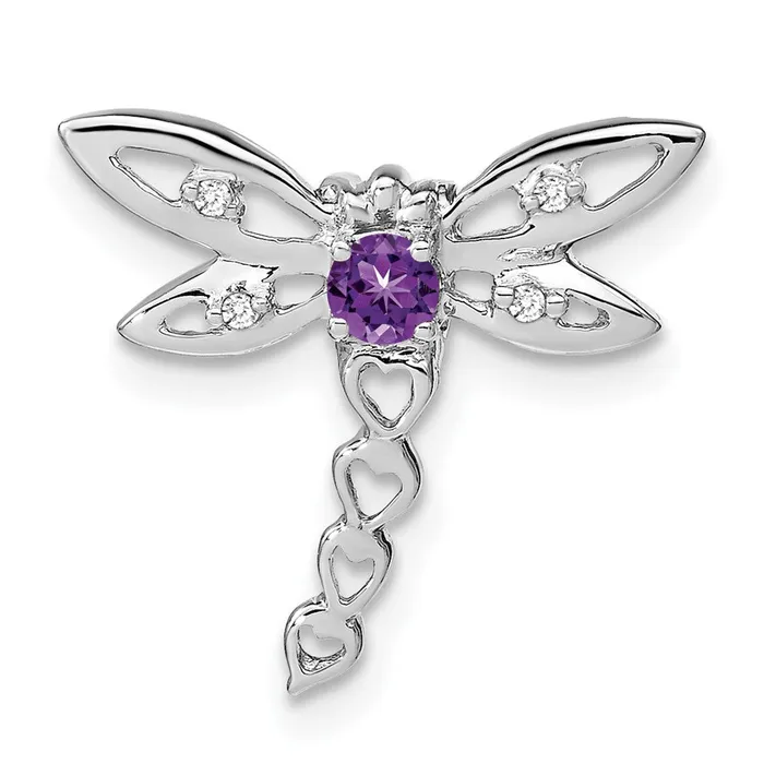 14k White Gold Amethyst and Diamond Dragonfly Chain Slide TreasureFineJewelers Necklaces 14k White Gold Amethyst and Diamond Dragonfly Chain Slide TreasureFineJewelers Necklaces