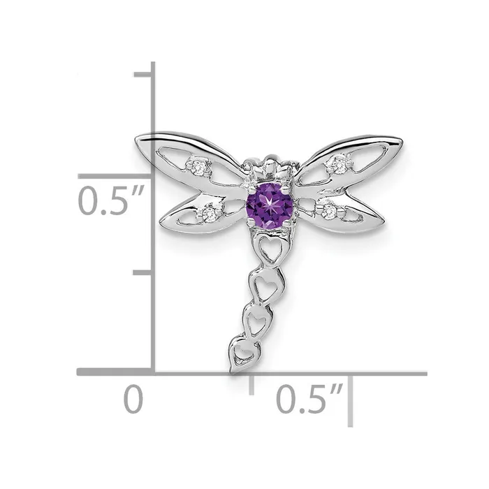 14k White Gold Amethyst and Diamond Dragonfly Chain Slide TreasureFineJewelers Necklaces