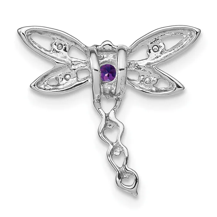 14k White Gold Amethyst and Diamond Dragonfly Chain Slide TreasureFineJewelers Necklaces