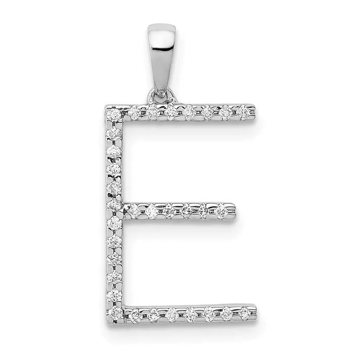 14K White Gold Diamond Letter E Initial Pendant TreasureFineJewelers Necklaces 14K White Gold Diamond Letter E Initial Pendant TreasureFineJewelers Necklaces