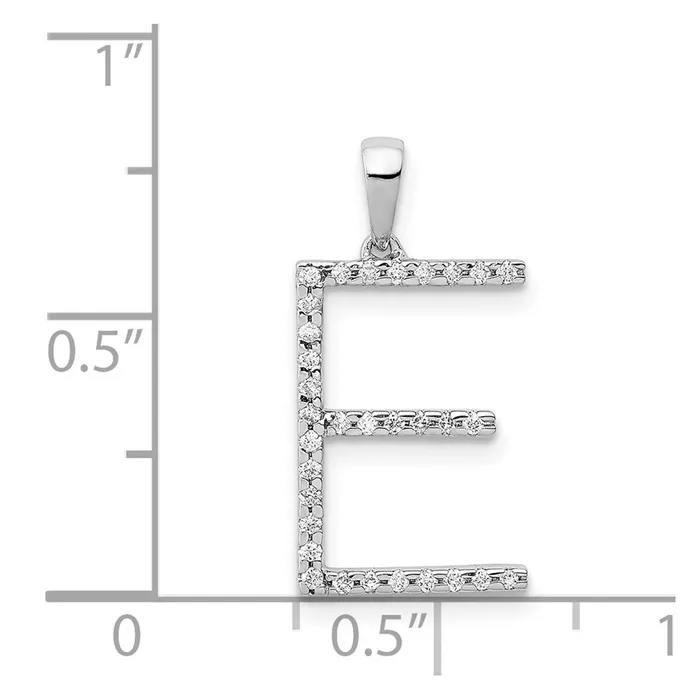 14K White Gold Diamond Letter E Initial Pendant TreasureFineJewelers Necklaces