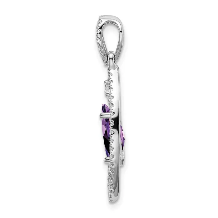 14k White Gold Marquise Amethyst and Diamond Chain Slide TreasureFineJewelers Necklaces