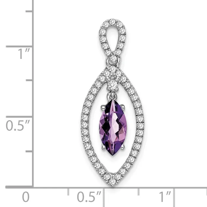 14k White Gold Marquise Amethyst and Diamond Chain Slide TreasureFineJewelers Necklaces