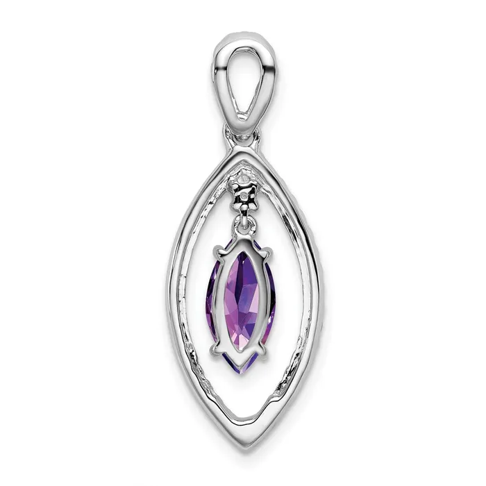 14k White Gold Marquise Amethyst and Diamond Chain Slide TreasureFineJewelers Necklaces