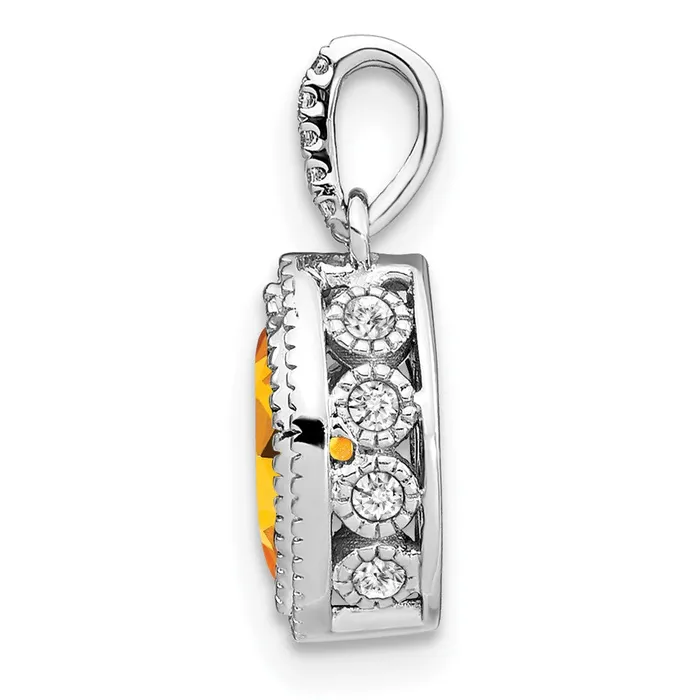 14k White Gold Marquise Citrine and Diamond Pendant TreasureFineJewelers Necklaces