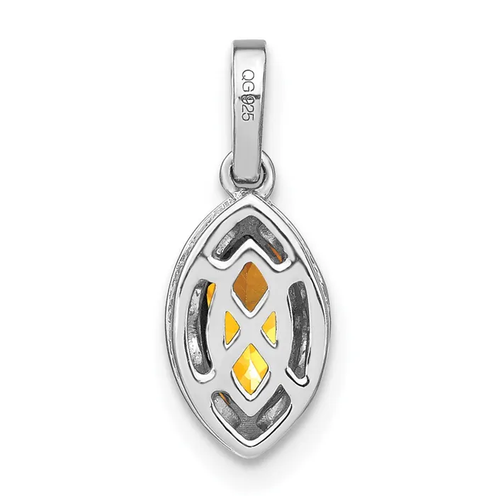 14k White Gold Marquise Citrine and Diamond Pendant TreasureFineJewelers Necklaces