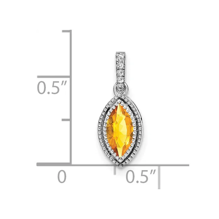 14k White Gold Marquise Citrine and Diamond Pendant TreasureFineJewelers Necklaces