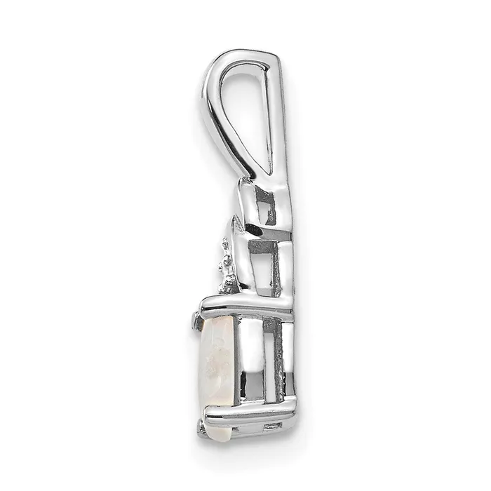 14k White Gold Opal and Diamond Pendant TreasureFineJewelers Necklaces